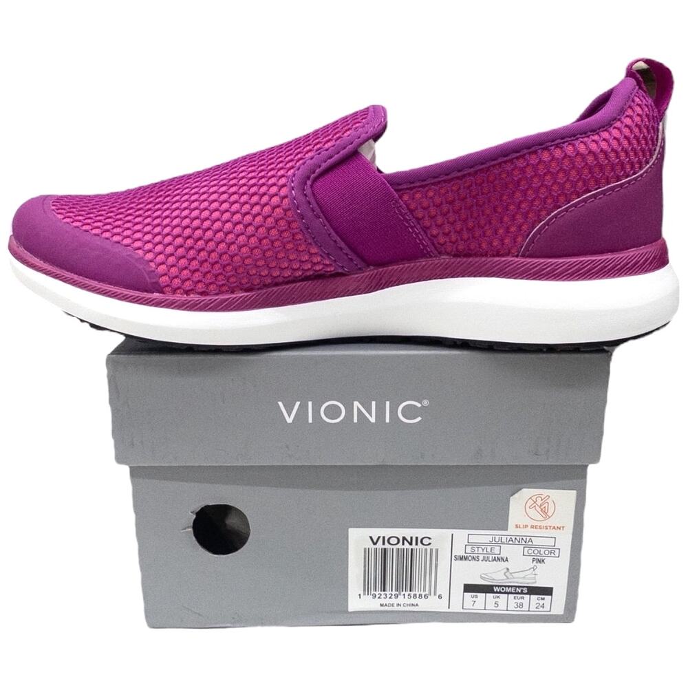 Vionic Simmons Julia Size 7 Pro Slip Resistant Slip On Sneakers Loafers Pink
